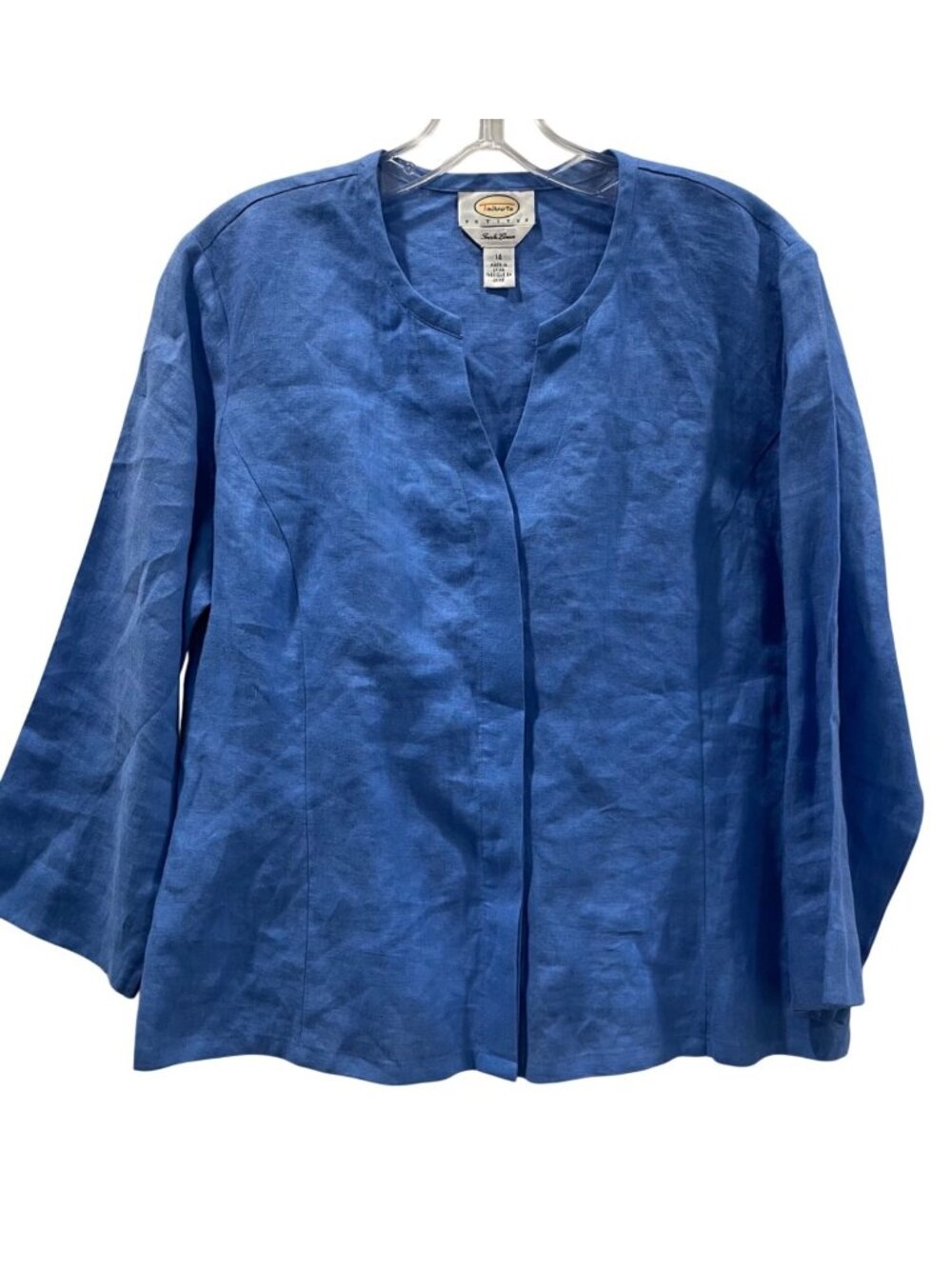 Vintage 90s Talbots Irish Linen Jacket 14P Blue Coastal Resort Preppy Vibrant
